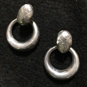 Etched sterling silver earring from Mexico